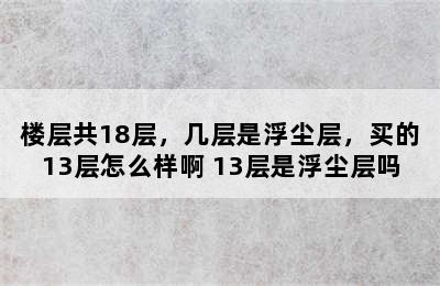 楼层共18层，几层是浮尘层，买的13层怎么样啊 13层是浮尘层吗